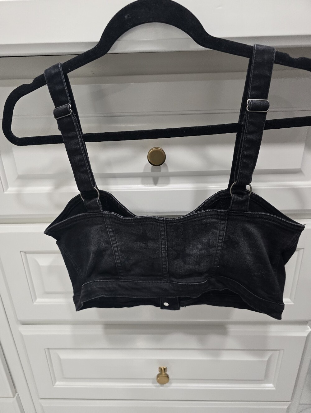 Kendall + Kylie Black Star Denim Corset Crop Top Button UP - Picture 3 of 3